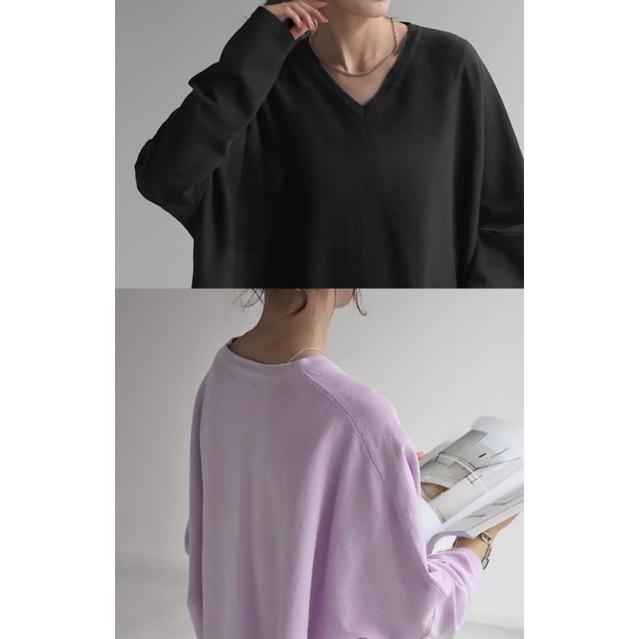 ニット 体型カバー 薄手 トップス レイヤード レディース ドルマントップス セーター Vネック ゆったり | HUG.U | 10
