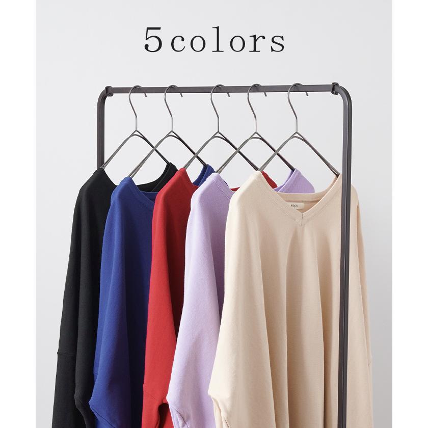 ニット 体型カバー 薄手 トップス レイヤード レディース ドルマントップス セーター Vネック ゆったり | HUG.U | 12