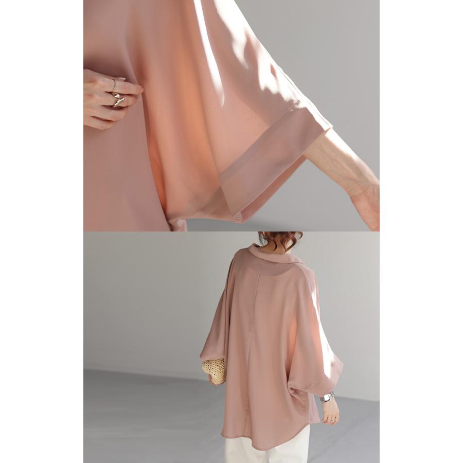 シャツ ドルマン 半袖 トップス レディース ドルマンシャツ ロング ロングシャツ チュニック | HUG.U | 15