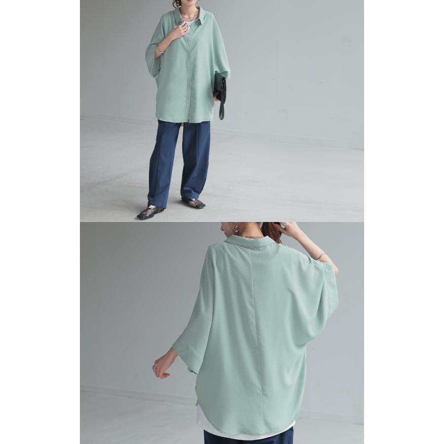 シャツ ドルマン 半袖 トップス レディース ドルマンシャツ ロング ロングシャツ チュニック | HUG.U | 17