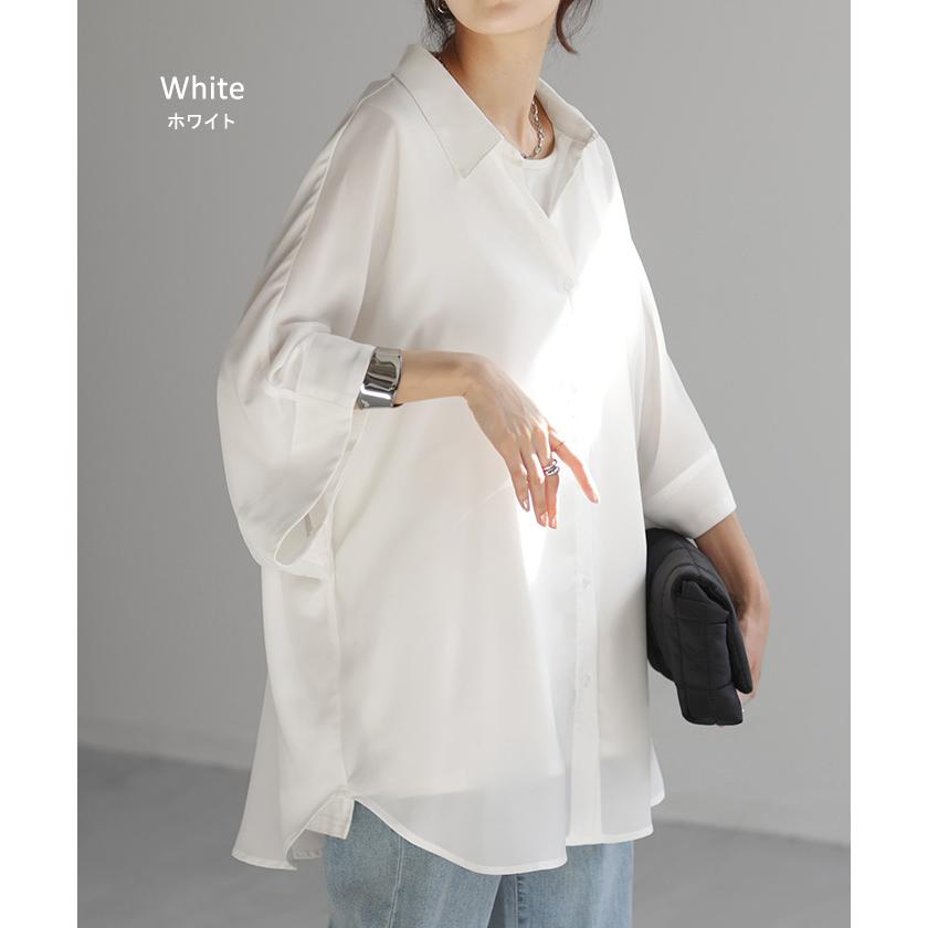 シャツ ドルマン 半袖 トップス レディース ドルマンシャツ ロング ロングシャツ チュニック | HUG.U | 19