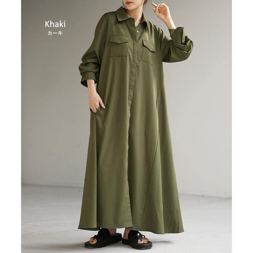 ワンピース シャツ 体型カバー レディース トップス チュニック ロングシャツ ロング 長袖 シャツワンピ | HUG.U | 20