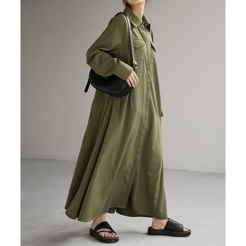 ワンピース シャツ 体型カバー レディース トップス チュニック ロングシャツ ロング 長袖 シャツワンピ | HUG.U | 08