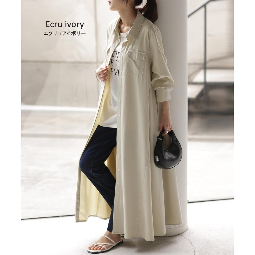 ワンピース シャツ 体型カバー レディース トップス チュニック ロングシャツ ロング 長袖 シャツワンピ | HUG.U | 12