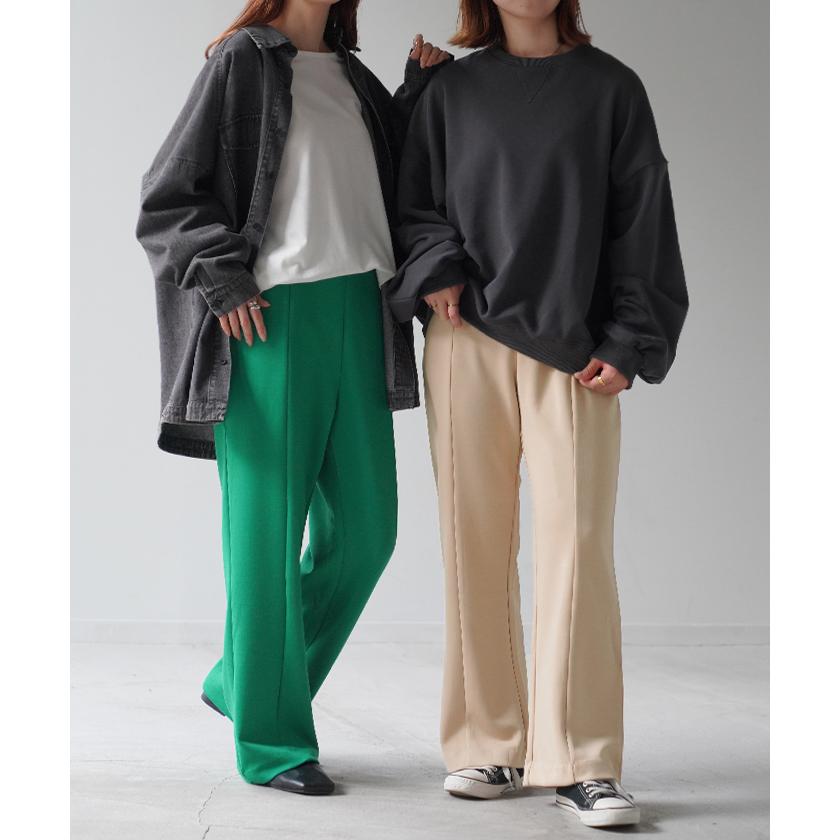 パンツ 超伸び カラーパンツ レディース センターライン スラックス ワイドパンツ ロング ジャージー 大きいサイズ | HUG.U | 20