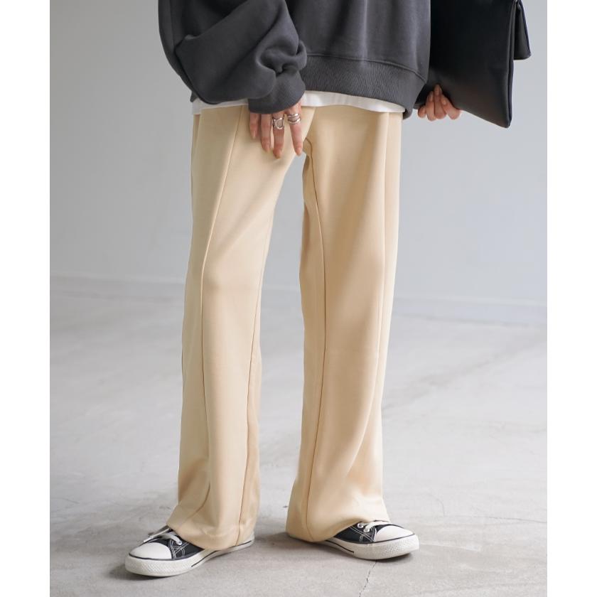 パンツ 超伸び カラーパンツ レディース センターライン スラックス ワイドパンツ ロング ジャージー 大きいサイズ | HUG.U | 22