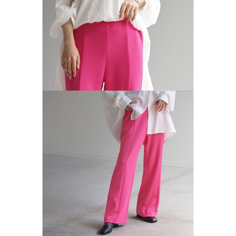 パンツ 超伸び カラーパンツ レディース センターライン スラックス ワイドパンツ ロング ジャージー 大きいサイズ | HUG.U | 25