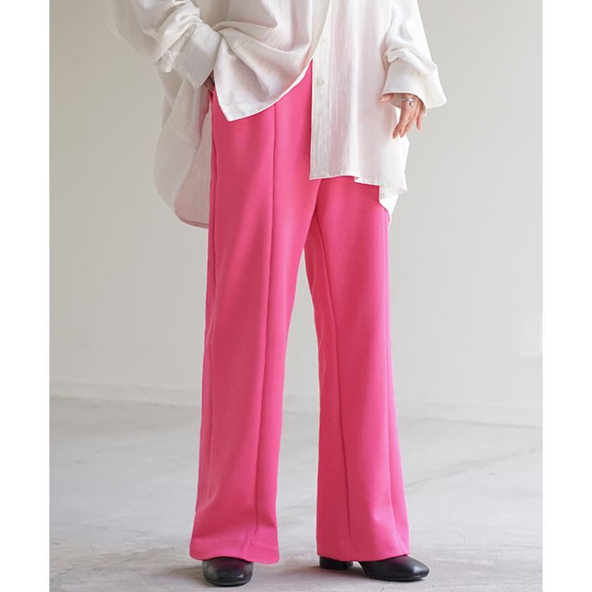 パンツ 超伸び カラーパンツ レディース センターライン スラックス ワイドパンツ ロング ジャージー 大きいサイズ | HUG.U | 12