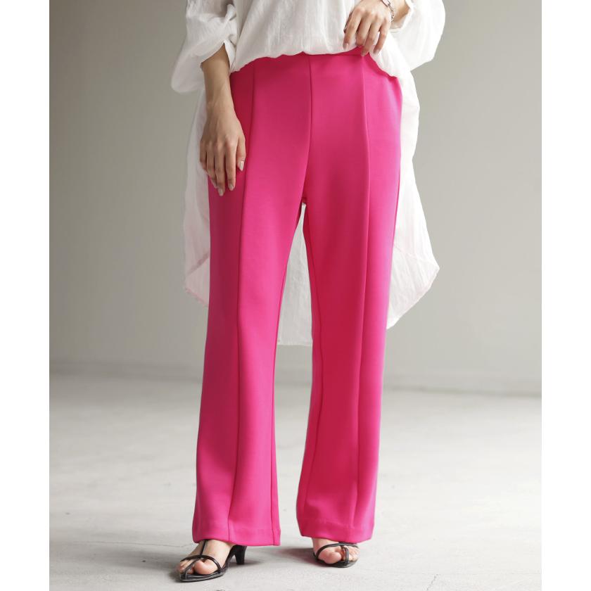 パンツ 超伸び カラーパンツ レディース センターライン スラックス ワイドパンツ ロング ジャージー 大きいサイズ | HUG.U | 12