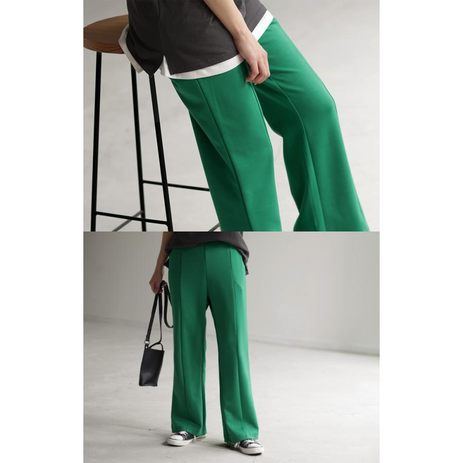 パンツ 超伸び カラーパンツ レディース センターライン スラックス ワイドパンツ ロング ジャージー 大きいサイズ | HUG.U | 15