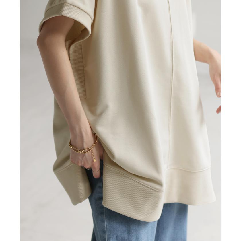 Tシャツ ベスト スウェット トップス レディース ロング 半袖 着回し トレーナー 無地 レイヤード ゆったり | HUG.U | 12