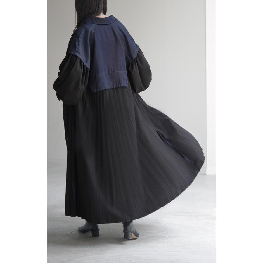 美品✨ ルッツヒュエル　デニム 切替　ロングワンピ―ス　ジャケット　34　希少 デニムステッチロングワンピース レディース 春秋[品番