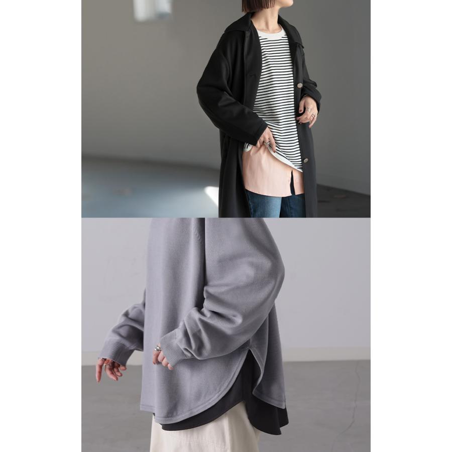 つけ裾 レイヤード 付け裾 シャツ レディース 重ね着風 つけすそ ラウンドカット フェイクレイヤード シャツ | HUG.U | 13