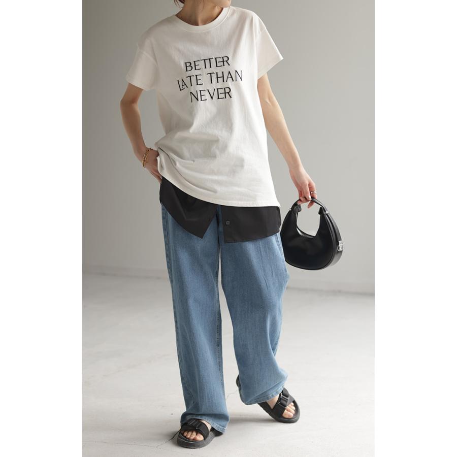 つけ裾 レイヤード 付け裾 シャツ レディース 重ね着風 つけすそ ラウンドカット フェイクレイヤード シャツ | HUG.U | 16