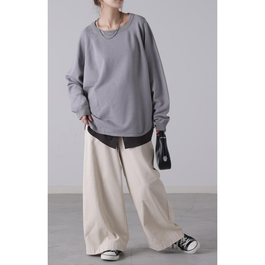 つけ裾 レイヤード 付け裾 シャツ レディース 重ね着風 つけすそ ラウンドカット フェイクレイヤード シャツ | HUG.U | 18