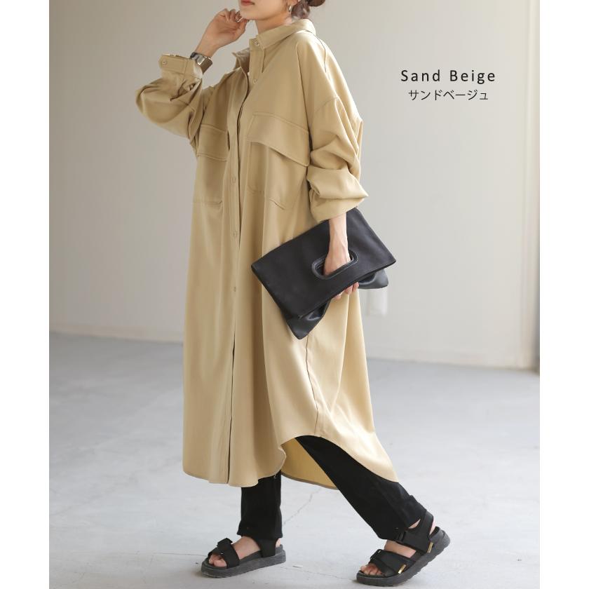 シャツ 体型カバー カラーシャツ トップス レディース チュニック ロングシャツ ロング 長袖 シャツワンピ | HUG.U | 13