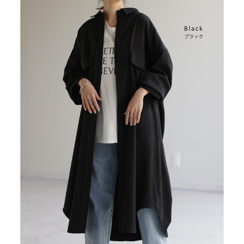 シャツ 体型カバー カラーシャツ トップス レディース チュニック ロングシャツ ロング 長袖 シャツワンピ | HUG.U | 14