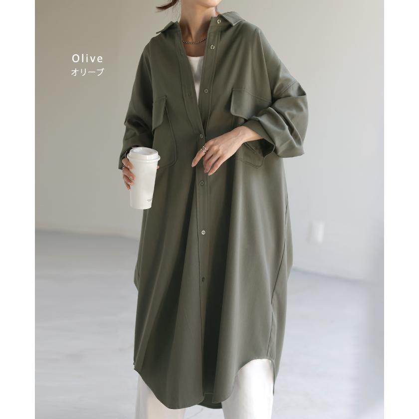 シャツ 体型カバー カラーシャツ トップス レディース チュニック ロングシャツ ロング 長袖 シャツワンピ | HUG.U | 18