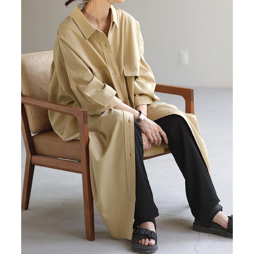 シャツ 体型カバー カラーシャツ トップス レディース チュニック ロングシャツ ロング 長袖 シャツワンピ | HUG.U | 20