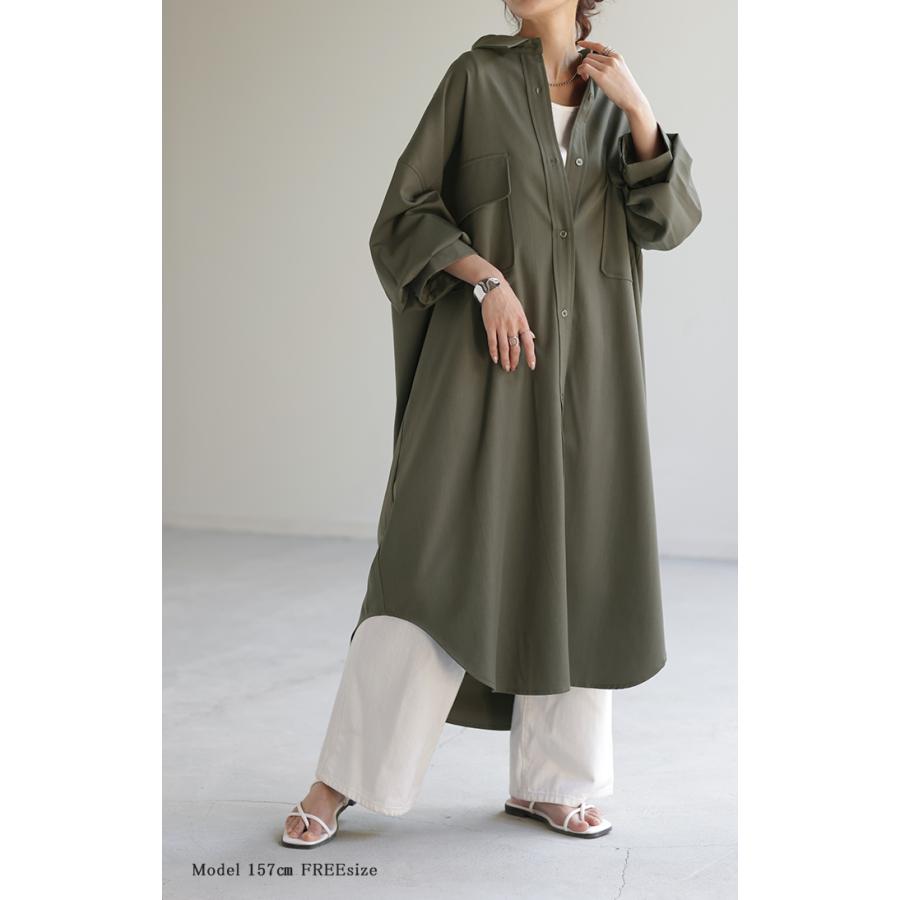 シャツ 体型カバー カラーシャツ トップス レディース チュニック ロングシャツ ロング 長袖 シャツワンピ | HUG.U | 06