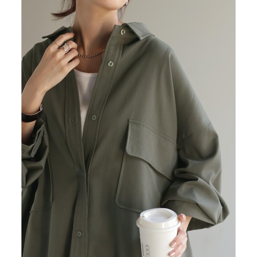 シャツ 体型カバー カラーシャツ トップス レディース チュニック ロングシャツ ロング 長袖 シャツワンピ | HUG.U | 11