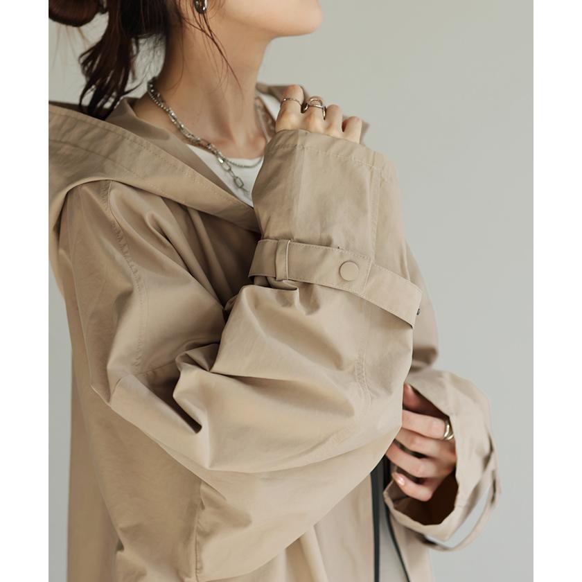 yori ビッグリボン　撥水　ロングパーカー　ベージュ　タグ付き　レインコート yori ビッグリボン撥水ロングパーカーベージュタグ付きレインコート