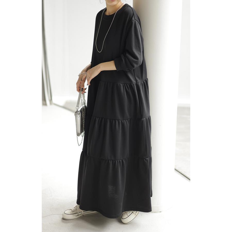 ワンピース ワンピ ティアード スウェット ロングワンピース スエット トレーナー 薄手 レディース ロングワンピ | HUG.U | 12