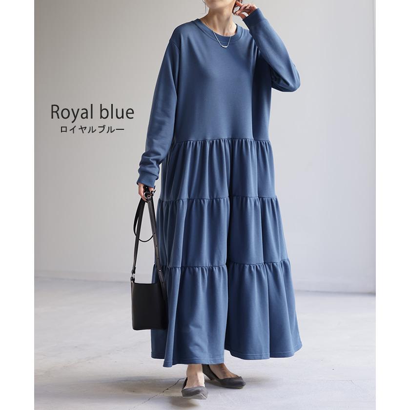 ワンピース ワンピ ティアード スウェット ロングワンピース スエット トレーナー 薄手 レディース ロングワンピ | HUG.U | 16