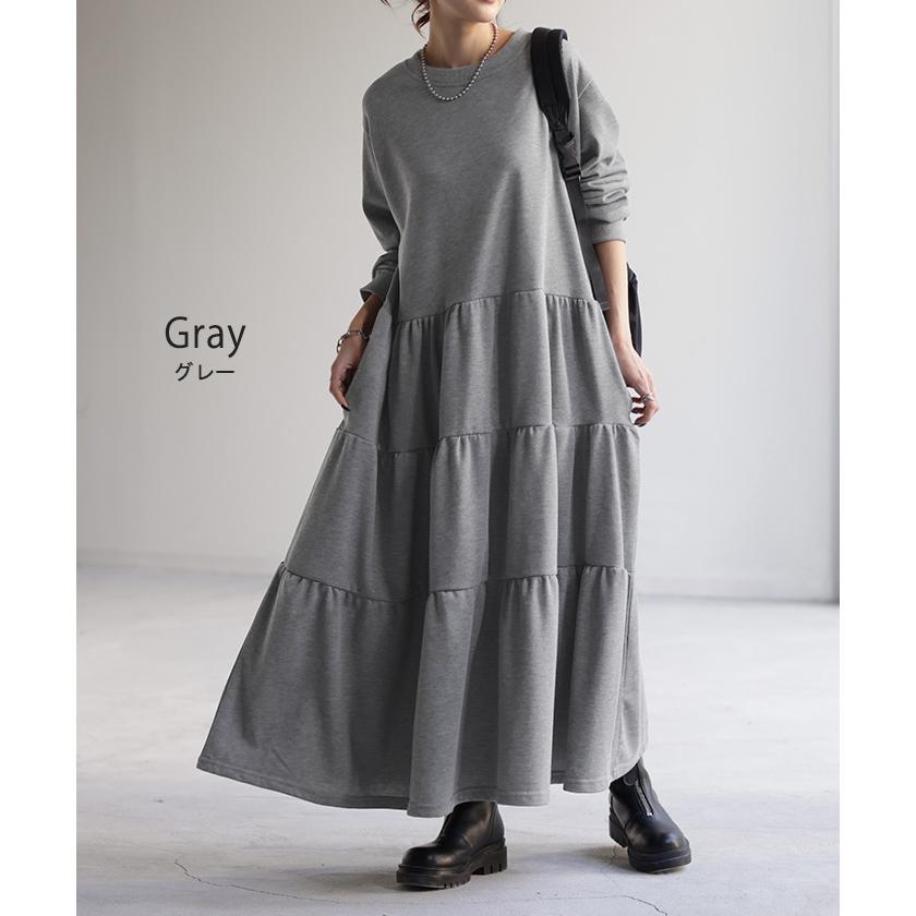 HUG.U（ハグユー） ワンピース ワンピ ティアード スウェット ロング
