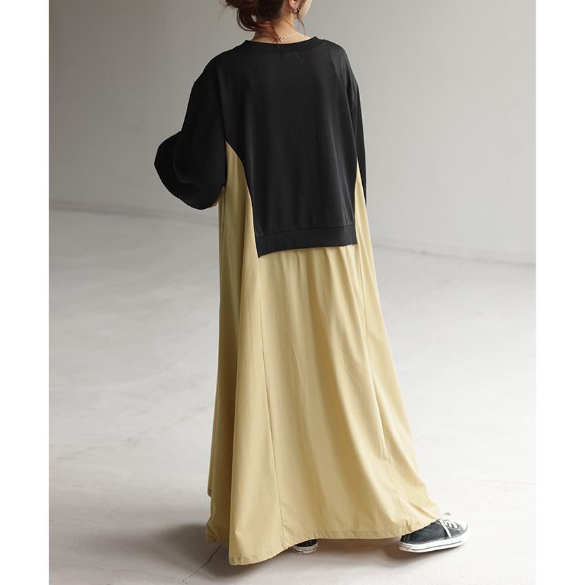 ワンピース ロング バイカラー レディース バイカラーワンピース ロングワンピース マキシ タイムセールSW2 | HUG.U | 18