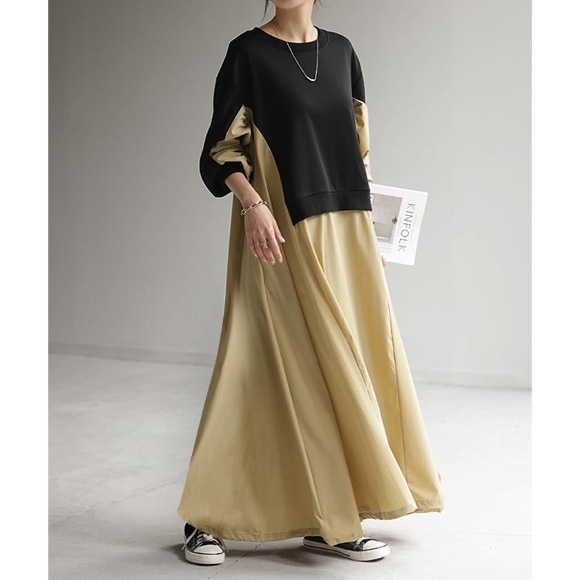 ワンピース ロング バイカラー レディース バイカラーワンピース ロングワンピース マキシ タイムセールSW2 | HUG.U | 07