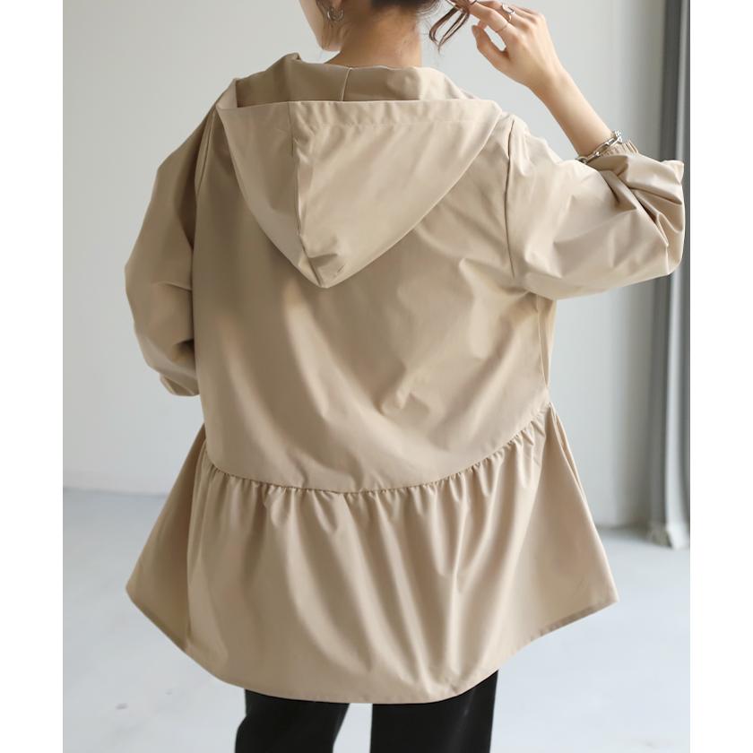 アウター 撥水 フリル マウンテンパーカー レディース パーカー ペプラム バックフリル ミリタリーコート | HUG.U | 11