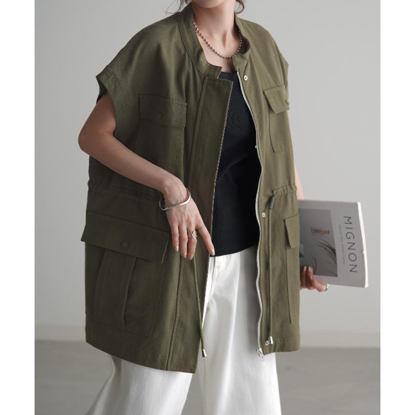 ベスト ジレ レディース トップス ミリタリー ミリタリーベスト ミリタリージレ ワークベスト ワーク | HUG.U | 09
