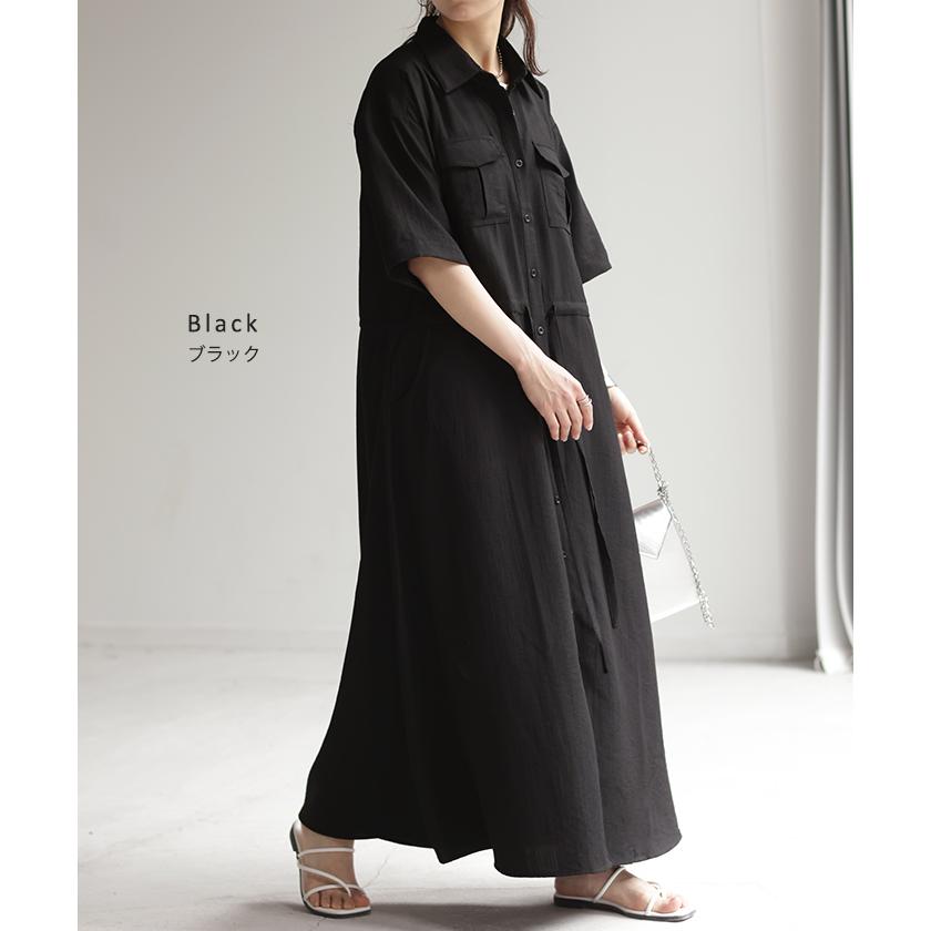 ワンピ シャツ 二の腕カバー ワンピース シャツワンピ シャツワンピース レディース ロング ロングワンピ | HUG.U | 17