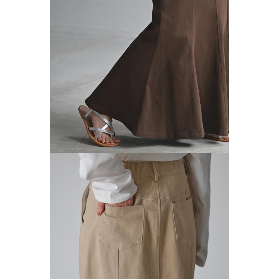 スカート マーメイド ロング チノ レディース ボトムス 無地 フレア フレアスカート ハイウエスト ウエストゴム | HUG.U | 20