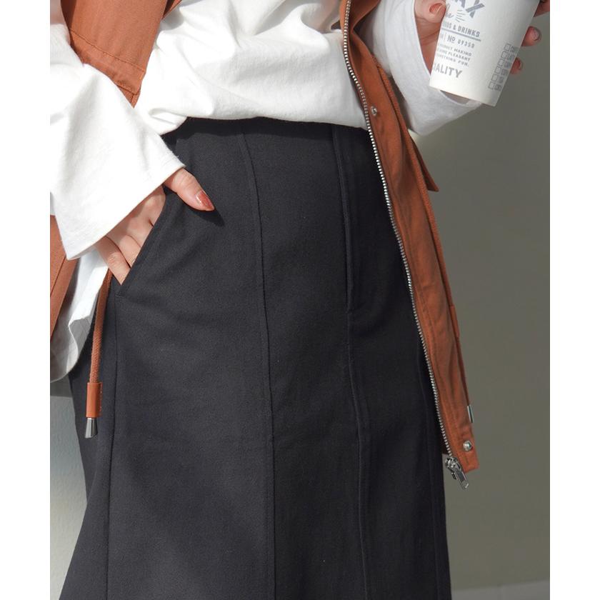 スカート マーメイド ロング チノ レディース ボトムス 無地 フレア フレアスカート ハイウエスト ウエストゴム | HUG.U | 07