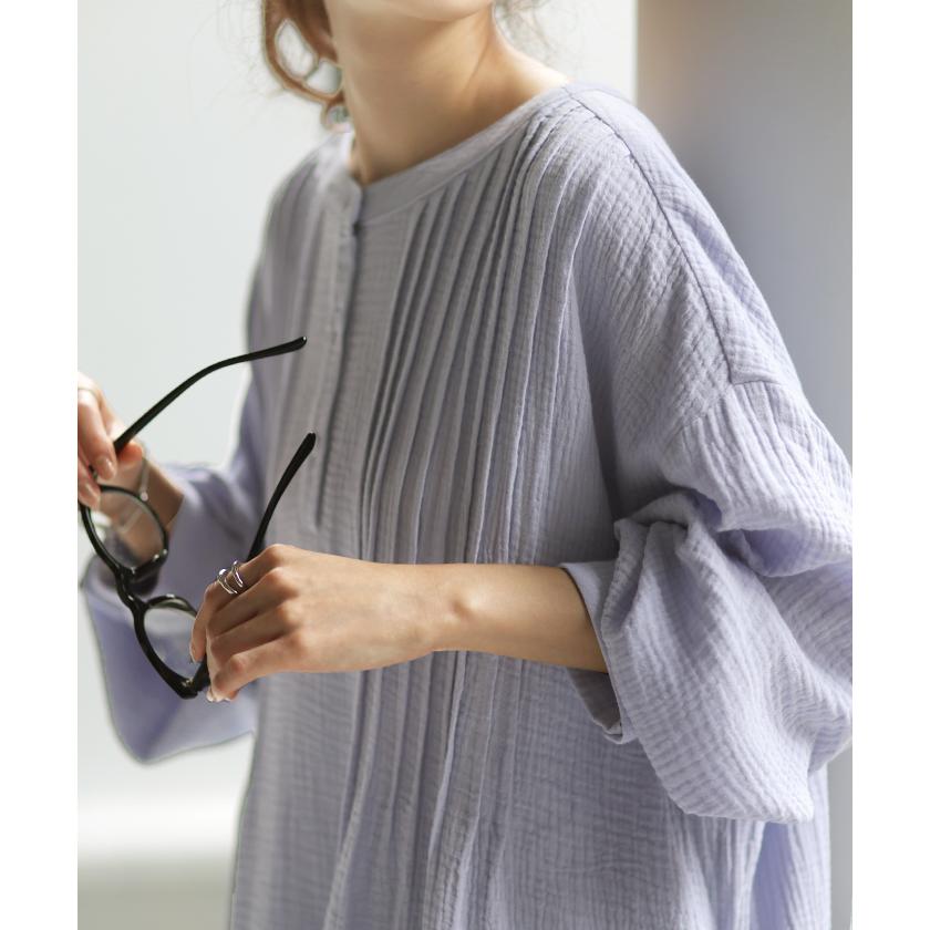 ワンピース ダブルガーゼ 選べる袖丈 シャツ レディース ロングワンピース シャツワンピース フレア 綿100％ | HUG.U | 13