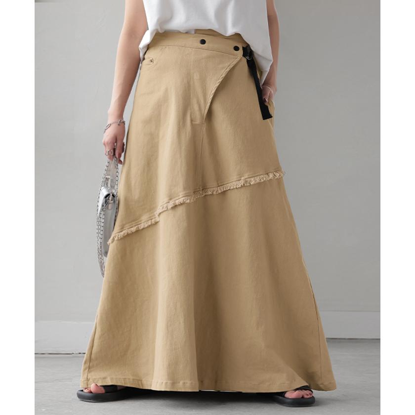 スカート Aライン ラップ チノ チノスカート Aラインスカート レディース フレア フレアスカート ボトムス | HUG.U | 08