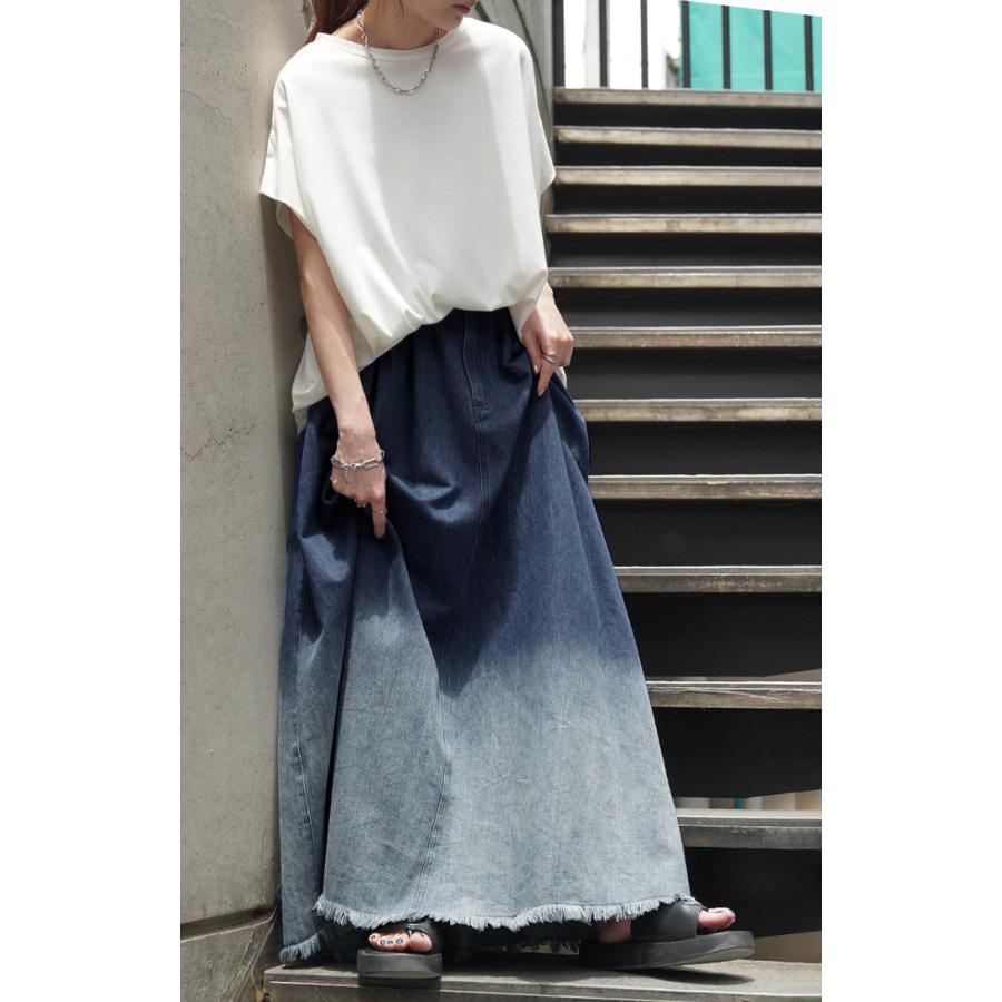スカート デニム グラデーション レディース ボトムス ロング ロングスカート デニムスカート マキシスカート | HUG.U | 17