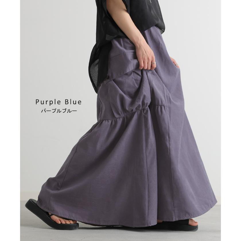 スカート 桃生地 Aライン ビッグポケット レディース ロングスカート ボリューム ボトムス ビッグ ポケット フレア フレアスカート2 | HUG.U | 16