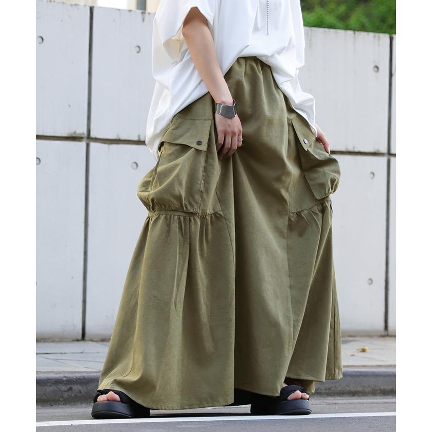 HUG.U（ハグユー） スカート 桃生地 Aライン ビッグポケット