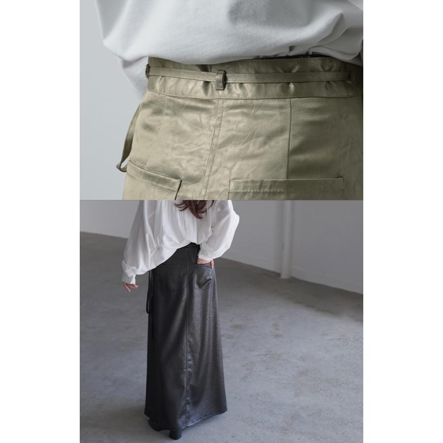 SALE スカート ラップ ロング ボトムス レディース フレア フレアスカート ラップスカート ロングスカート 長い サテン ハイウエスト 変形 アシンメトリー | HUG.U | 16