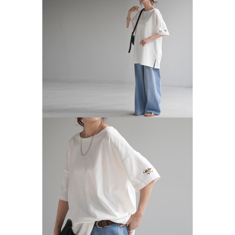 HUG.U（ハグユー） Tシャツ カットソー 刺繍 トップス レディース ワン