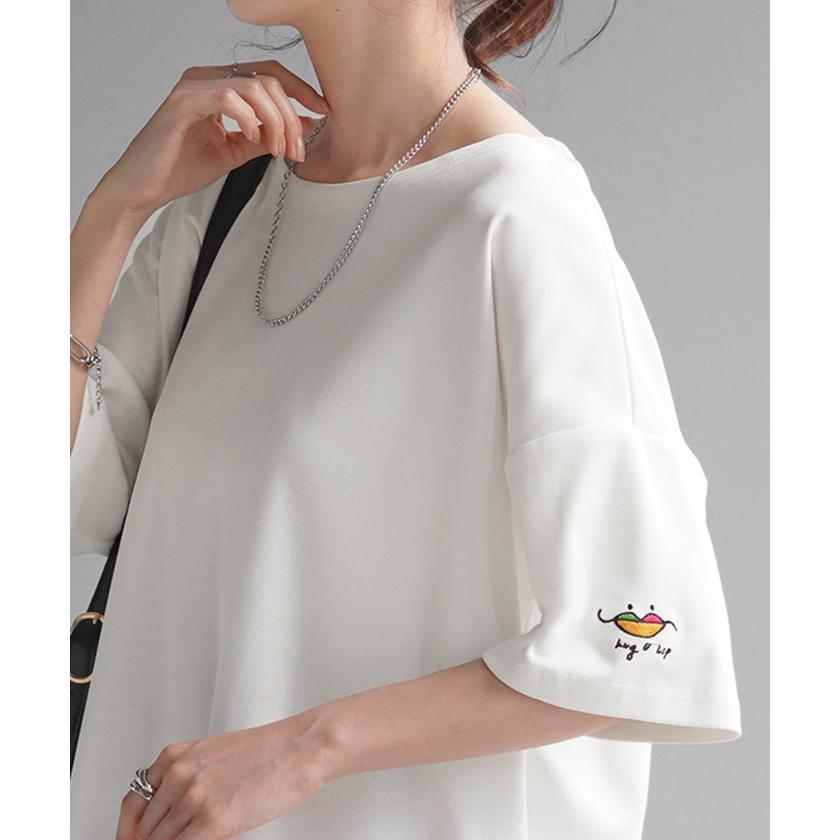 HUG.U（ハグユー） Tシャツ カットソー 刺繍 トップス レディース ワン