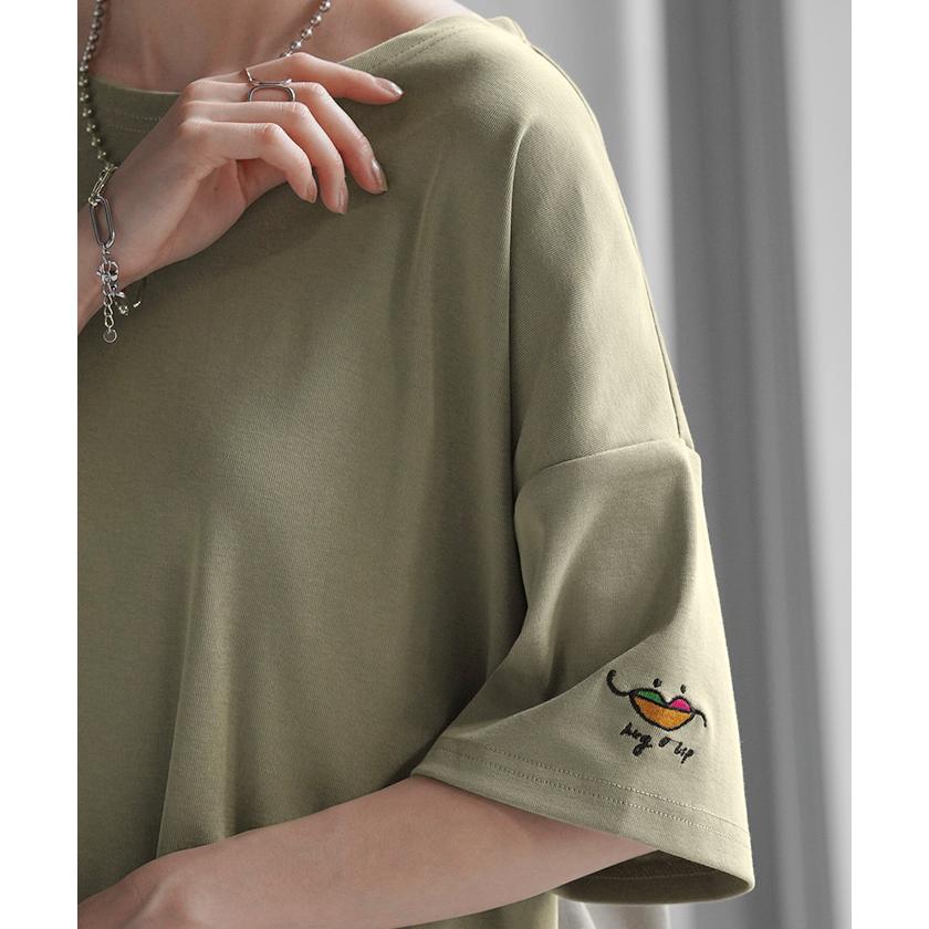 HUG.U（ハグユー） Tシャツ カットソー 刺繍 トップス レディース ワン