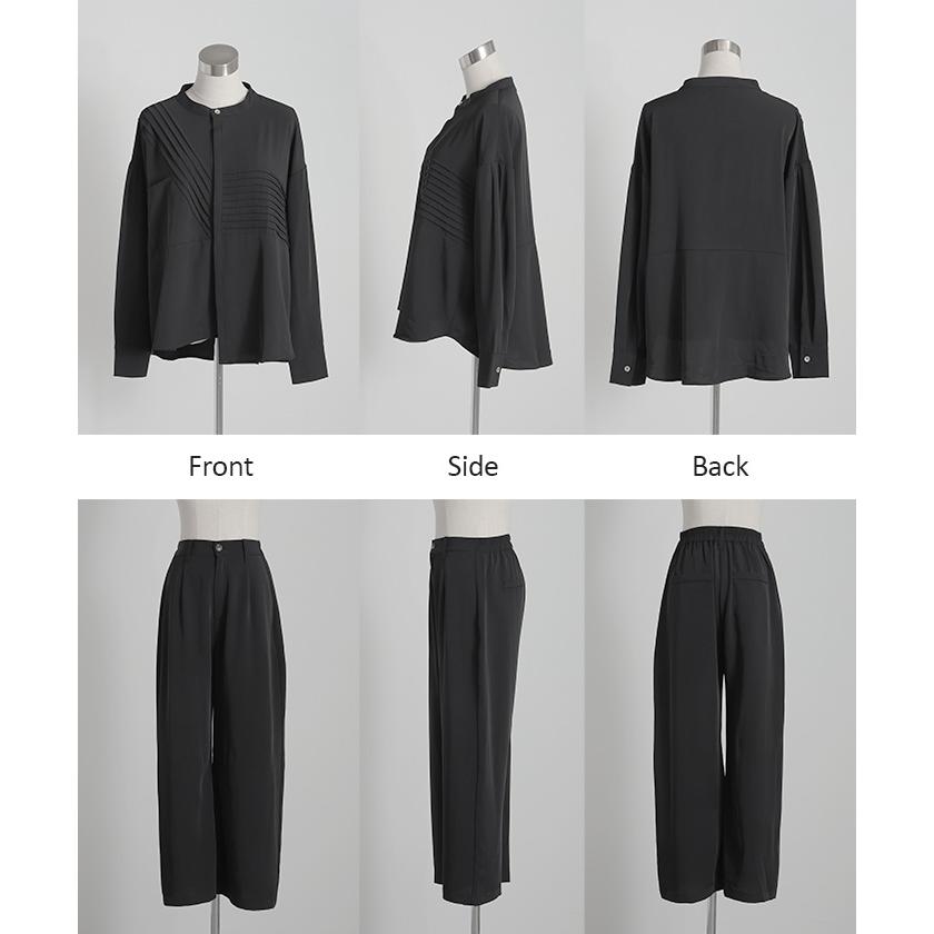 ズボン二枚 シャツ2枚 HUG.U セットアップ レディース シャツ パンツ きれいめ トップス