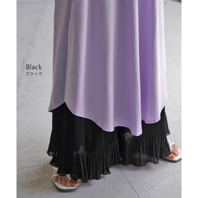 ペチパンツ プリーツ 綿 レディース レイヤード ペチコート シフォン ワイド パンツ 無地 コットン 選べる丈 | HUG.U | 15