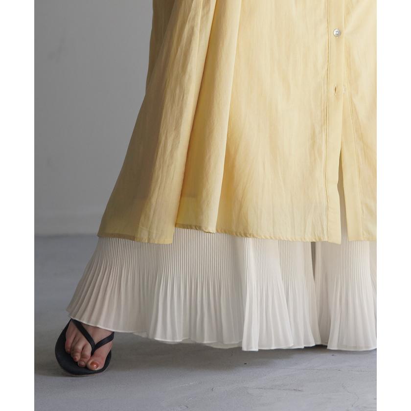 ペチパンツ プリーツ 綿 レディース レイヤード ペチコート シフォン ワイド パンツ 無地 コットン 選べる丈 | HUG.U | 08