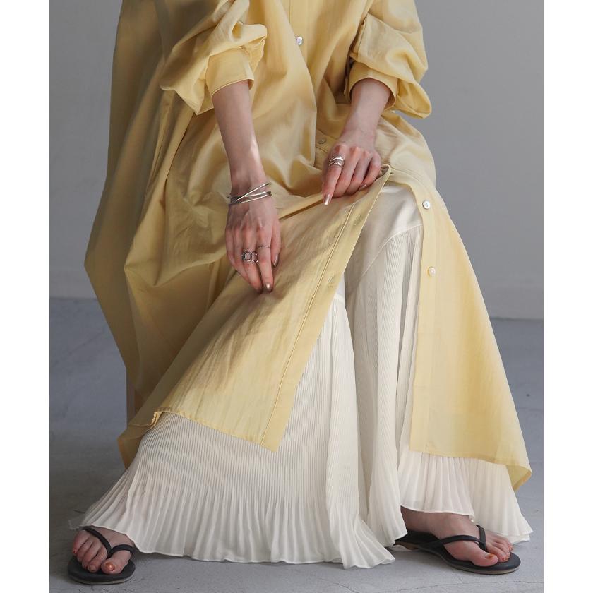 ペチパンツ プリーツ 綿 レディース レイヤード ペチコート シフォン ワイド パンツ 無地 コットン 選べる丈 | HUG.U | 11