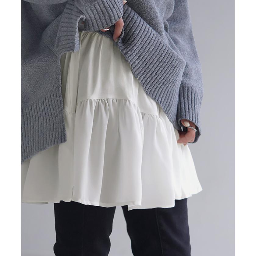 付け裾 レイヤード レディース 重ね着風 フリル シフォン つけ裾 着け裾 重ね着 レイヤードシャツ ブラウス Tシャツ ラウンド インナー フェイクレイヤード | HUG.U | 21